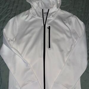 Express White Hooded Zip Jacket with Black Trim